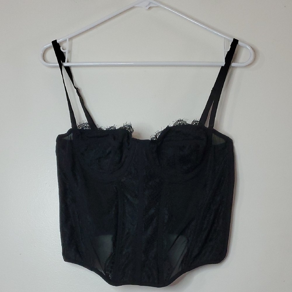 Dealmore Black Corset Tank Size Large Grunge Mesh Lace